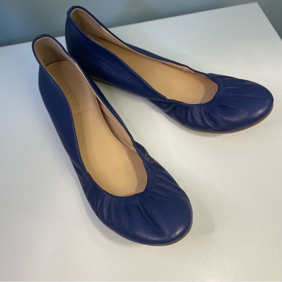 J. Crew Blue Leather Ballet Flat Shoes Size 7.5